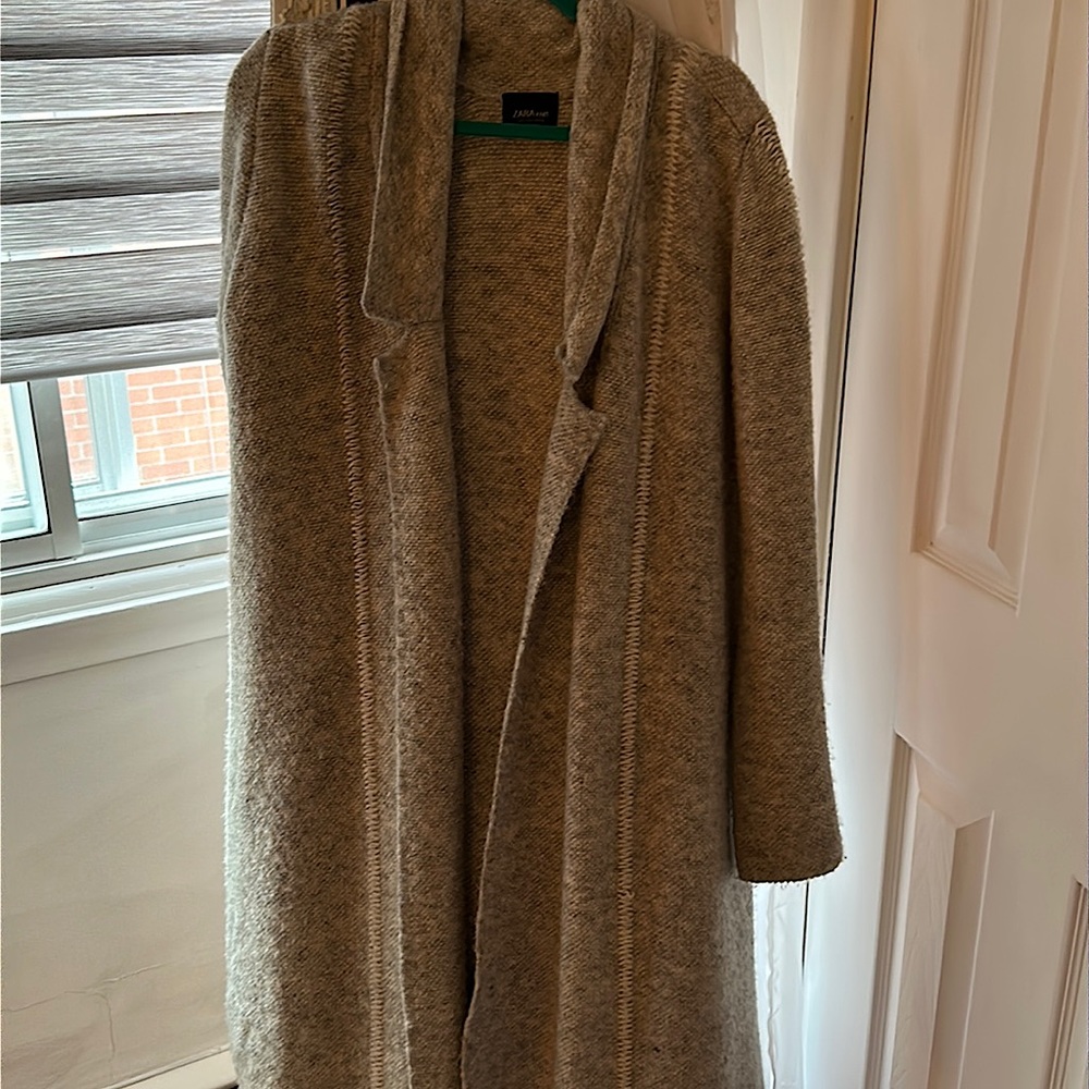 Long open knit cardigan